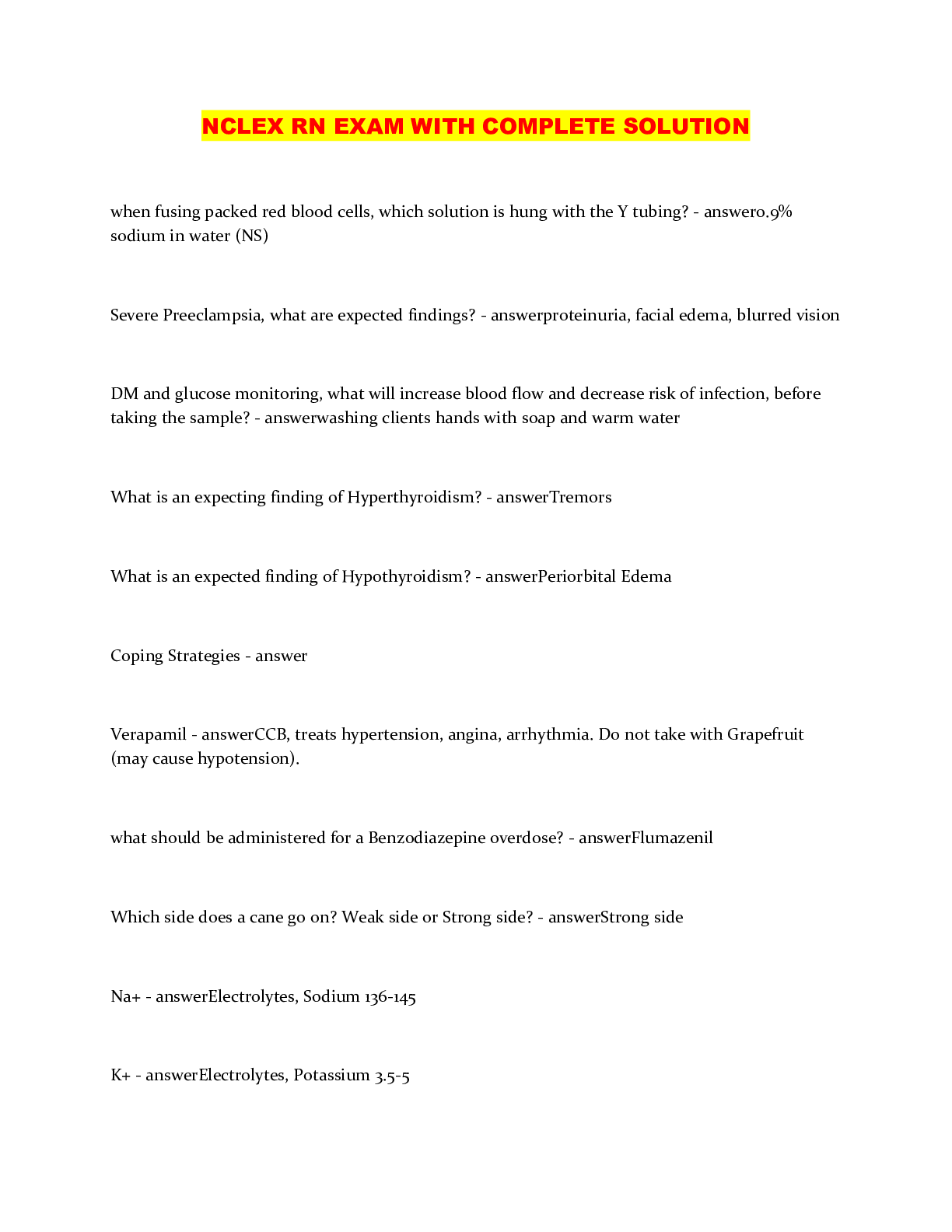 Preview image of NCLEX RN EXAM WITH COMPLETE SOLUTION document